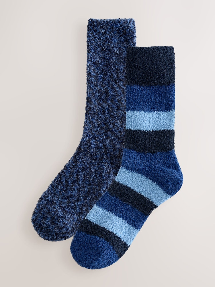 Blue Stripe Cosy Socks 2 Pack - Image 2 of 6 Blue Stripe Cosy Socks 2 Pack - Image 2 of 6
