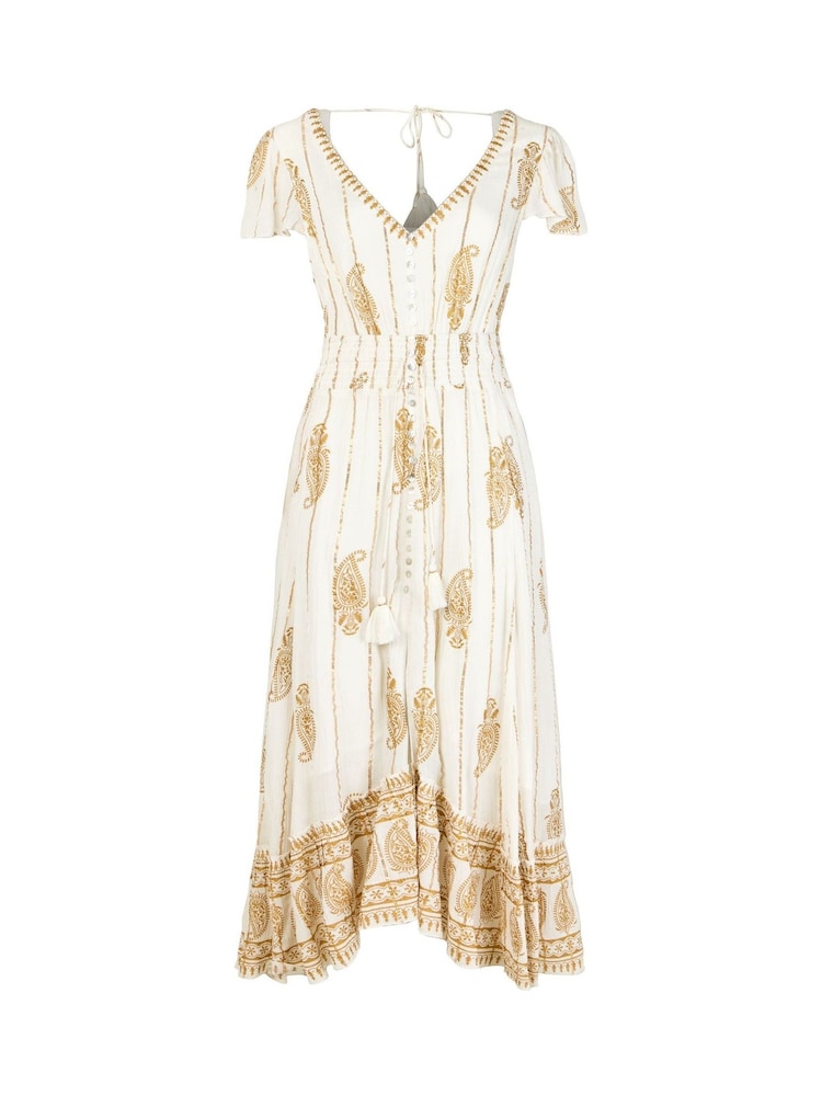 Joe Browns White Summer Evening Cap Sleeve Shirred Waist Crinkle Dress - Image 5 of 5