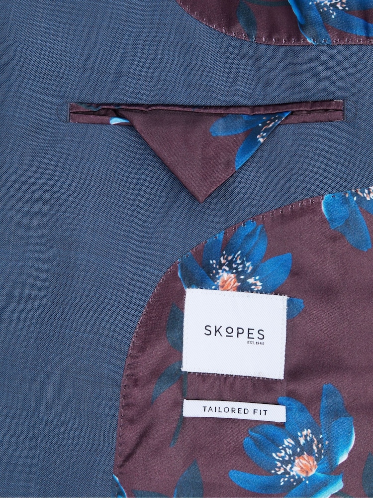 Skopes Blue Tailored Fit Remo Wool Rich Suit Jacket - Image 8 of 8