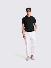 MOSS Black Linen Blend Skipper Polo Shirt - Image 2 of 4
