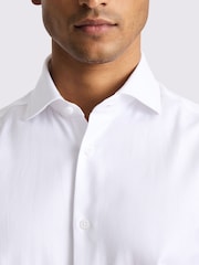 MOSS White Tailored Fit Herringbone 100% Cotton Shirt - Image 2 of 4