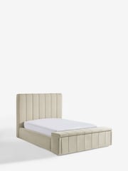 Soft Velvet Pebble Natural Stanton Upholstered Ottoman Storage Bed Frame with Ottoman Bench - Image 6 of 14