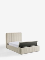 Soft Velvet Pebble Natural Stanton Upholstered Ottoman Storage Bed Frame with Ottoman Bench - Image 8 of 14