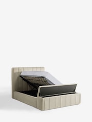 Soft Velvet Pebble Natural Stanton Upholstered Ottoman Storage Bed Frame with Ottoman Bench - Image 9 of 14