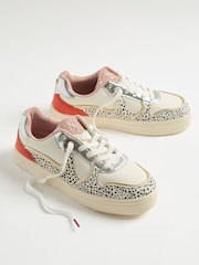 Love & Roses Multi White Spot Flatform Mix Material Comfort Retro Low Top Trainers - Image 3 of 6