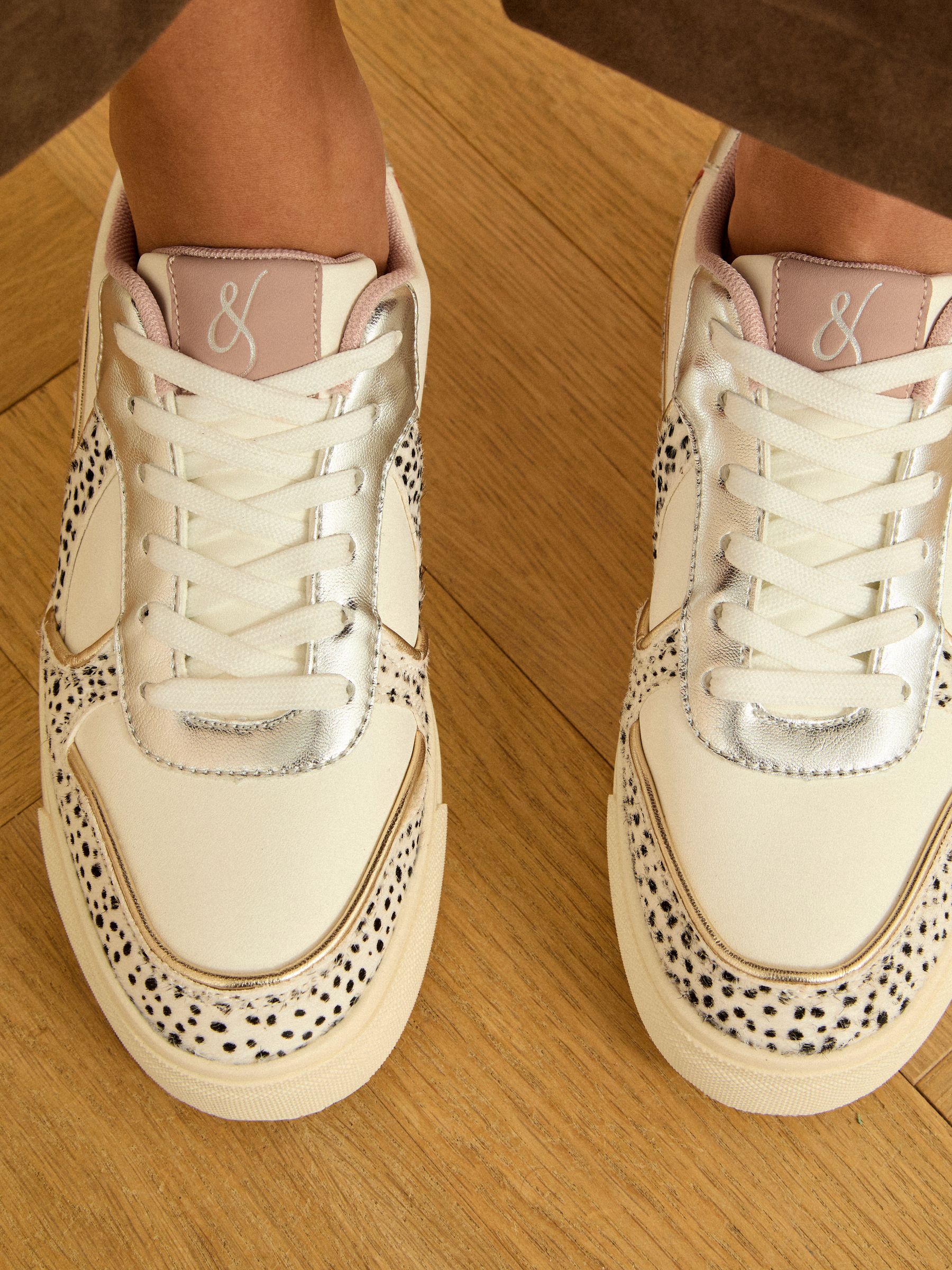 Buy Love & Roses Real Leather Multi White Spot Mix Flatform
