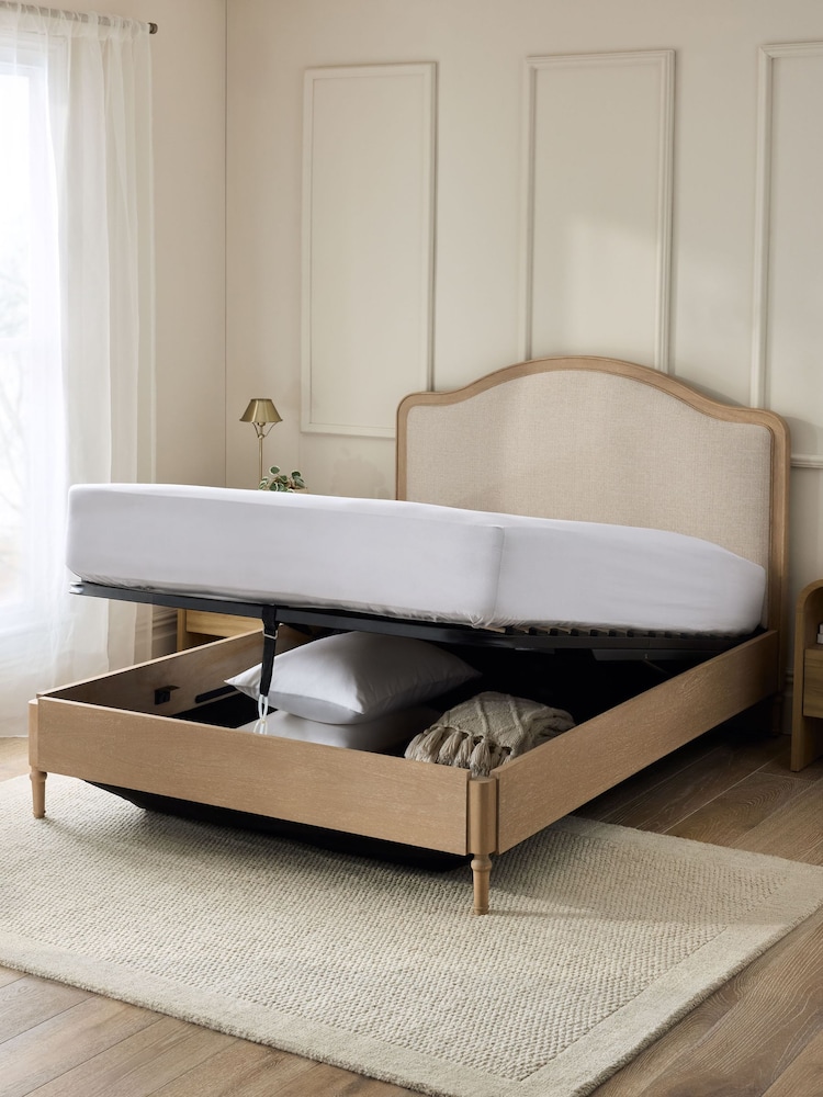 Tweedy Plain Light Natural Lily Wooden Ottoman Storage Ottoman Storage Bed Frame - Image 2 of 6