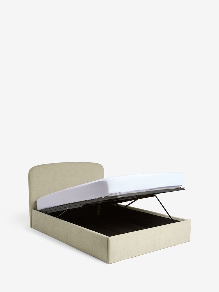 Brushed Weave Light Olive Green Matson Upholstered Ottoman Storage Bed Frame - Image 6 of 6