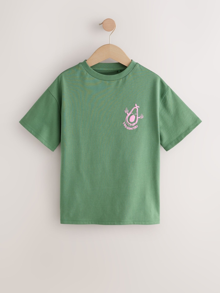 Green Avocado Oversized Graphic Print T-Shirt (3-16yrs) - Image 1 of 4 Green Avocado Oversized Graphic Print T-Shirt (3-16yrs) - Image 1 of 4