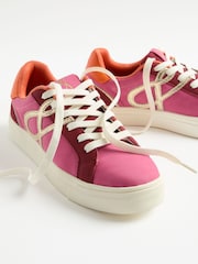 Love & Roses Pink Flatform Mix Material Comfort Retro Low Top Trainers - Image 1 of 6