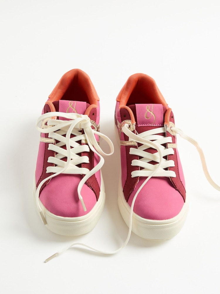 Love & Roses Pink Flatform Mix Material Comfort Retro Low Top Trainers - Image 2 of 6