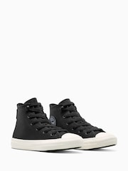 Converse Black Chuck Taylor Kid Leather High Trainers - Image 4 of 9