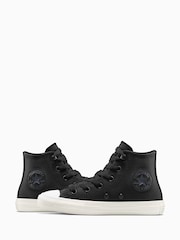 Converse Black Chuck Taylor Kid Leather High Trainers - Image 5 of 9