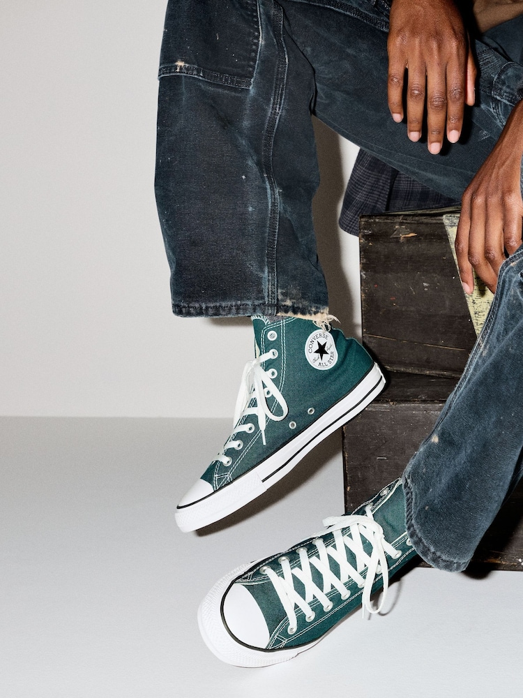 Converse Green Chuck Taylor All Star  High Trainers - Image 1 of 10