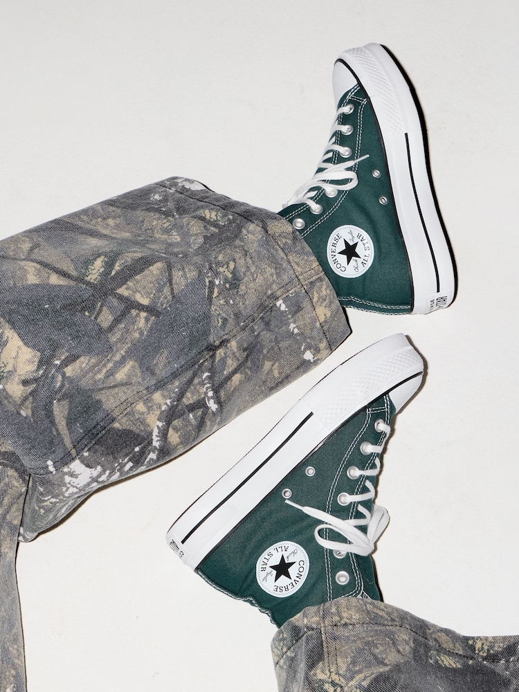 Converse Green Chuck Taylor All Star Lift High Trainers - Image 1 of 10