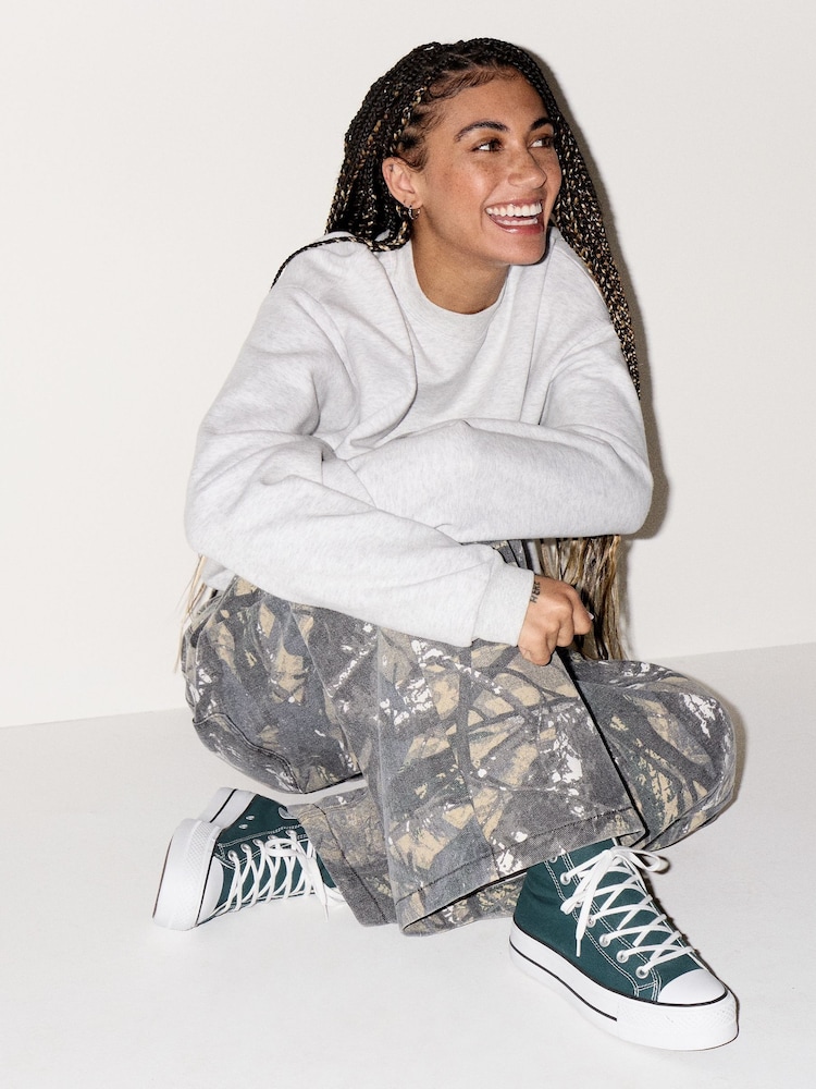 Converse Green Chuck Taylor All Star Lift High Trainers - Image 2 of 10