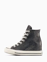 Converse Black Chuck Taylor Wedge Metallic Shine Trainers - Image 4 of 10