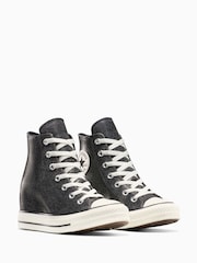 Converse Black Chuck Taylor Wedge Metallic Shine Trainers - Image 7 of 10