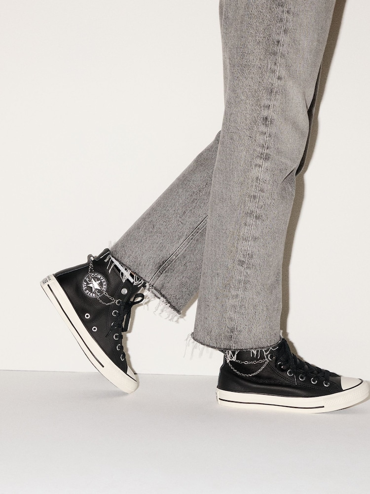 Converse Black Chuck Taylor All Star Chains Pierced High Trainers - Image 1 of 10