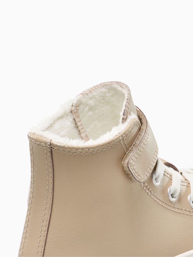 Converse Brown Chuck Taylor Kids Leather Fleece Lining High Trainers - Image 8 of 8 Converse Brown Chuck Taylor Kids Leather Fleece Lining High Trainers - Image 8 of 8