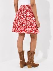 Joe Browns Red Bold Abstract Animal Print Tiered Mini Skirt - Image 4 of 8