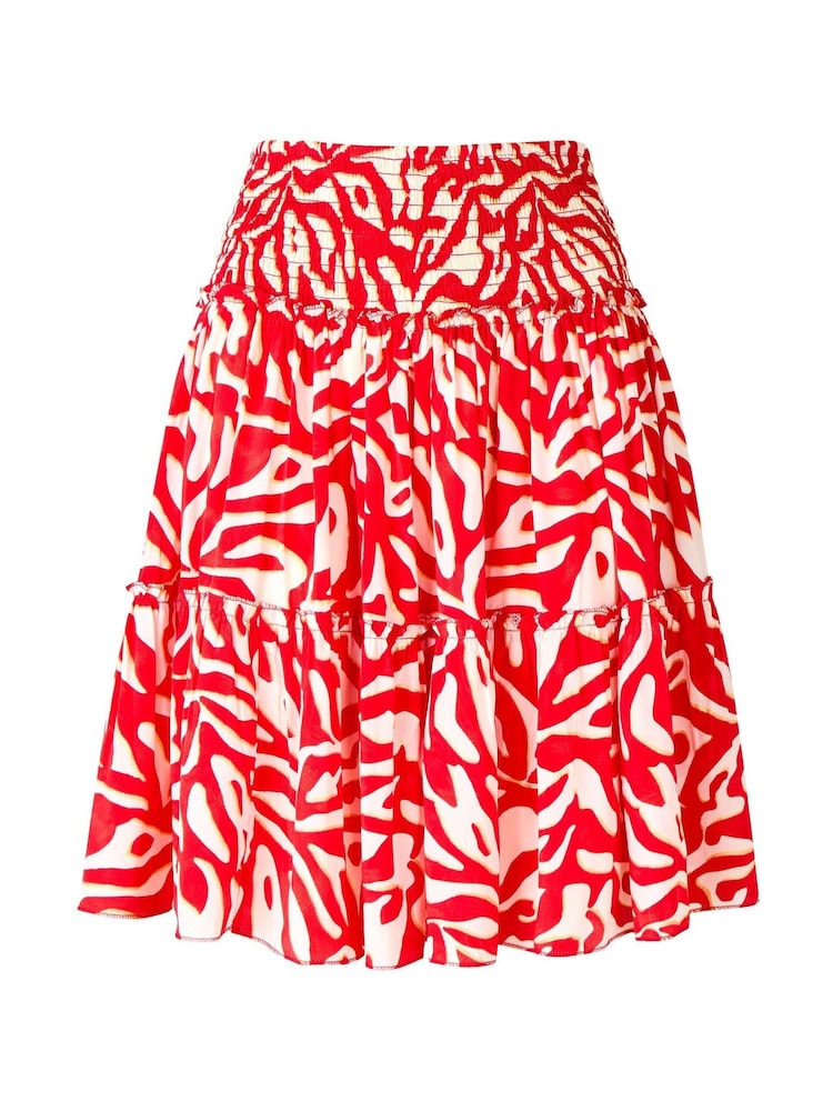 Joe Browns Red Bold Abstract Animal Print Tiered Mini Skirt - Image 8 of 8