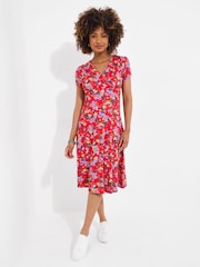 Joe Browns Red Vintage Floral Print Jersey Dress - Image 1 of 5