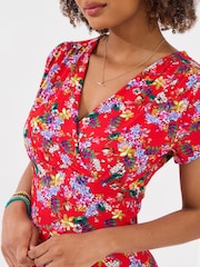 Joe Browns Red Vintage Floral Print Jersey Dress - Image 2 of 5