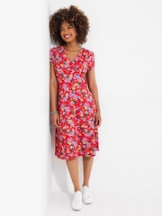 Joe Browns Red Vintage Floral Print Jersey Dress - Image 3 of 5