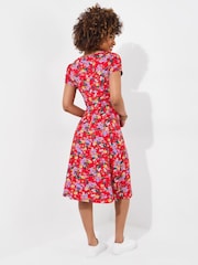Joe Browns Red Vintage Floral Print Jersey Dress - Image 4 of 5
