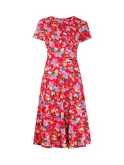 Joe Browns Red Vintage Floral Print Jersey Dress - Image 5 of 5
