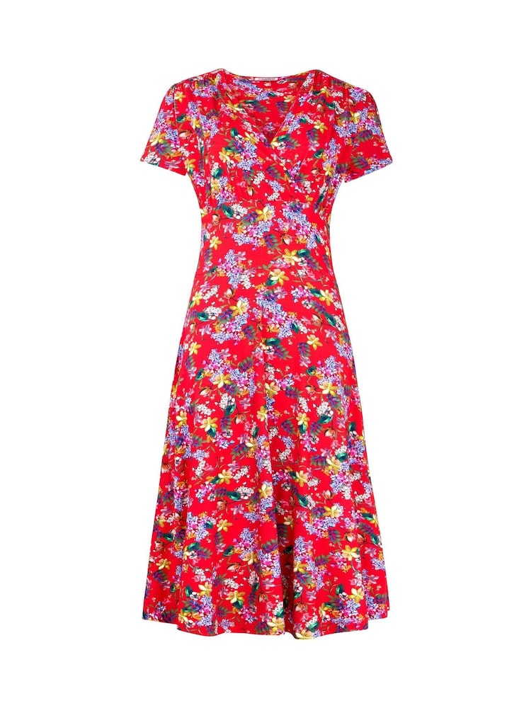 Joe Browns Red Vintage Floral Print Jersey Dress - Image 5 of 5