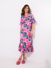 Joe Browns Blue Wide Sleeve Floral Printed Dress - Image 1 of 5