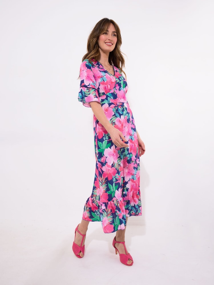 Joe Browns Blue Wide Sleeve Floral Printed Dress - Image 2 of 5