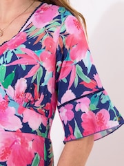 Joe Browns Blue Wide Sleeve Floral Printed Dress - Image 4 of 5