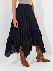Joe Browns Black Boho Handkerchief Hem 100% Cotton Maxi Skirt - Image 1 of 5