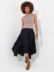 Joe Browns Black Boho Handkerchief Hem 100% Cotton Maxi Skirt - Image 2 of 5