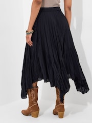 Joe Browns Black Boho Handkerchief Hem 100% Cotton Maxi Skirt - Image 4 of 5