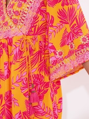 Joe Browns Orange Embroidered Neckline Vibrant Print Tunic - Image 3 of 7