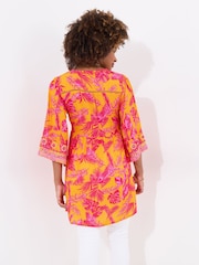 Joe Browns Orange Embroidered Neckline Vibrant Print Tunic - Image 4 of 7