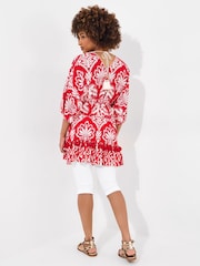 Joe Browns Red Batwing Sleeve Wrap Front Tunic - Image 5 of 8