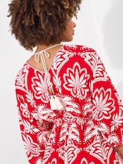 Joe Browns Red Batwing Sleeve Wrap Front Tunic - Image 6 of 8