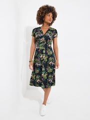 Joe Browns Black Animal Print Short Sleeve Jersey Dress - Image 2 of 7