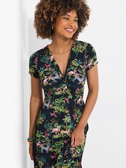 Joe Browns Black Animal Print Short Sleeve Jersey Dress - Image 3 of 7