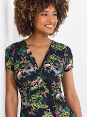 Joe Browns Black Animal Print Short Sleeve Jersey Dress - Image 6 of 7