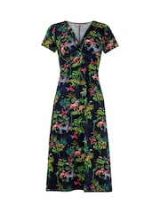 Joe Browns Black Animal Print Short Sleeve Jersey Dress - Image 7 of 7