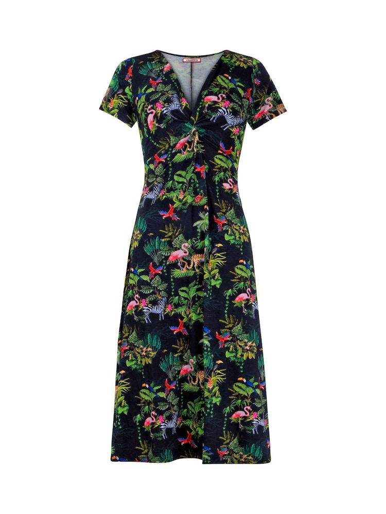 Joe Browns Black Animal Print Short Sleeve Jersey Dress - Image 7 of 7