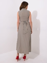 Joe Browns Black Striped Sleeveless Collared Midi Dress - Image 5 of 7