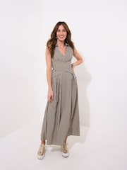 Joe Browns Black Striped Sleeveless Collared Midi Dress - Image 6 of 7