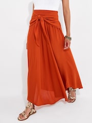 Joe Browns Orange Tie Front Crinkle Maxi Skirt - Image 1 of 5